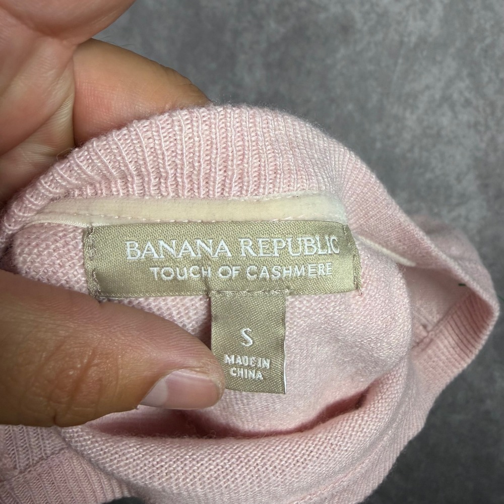 Banana Republic Pink Touch of Cashmere Merino Wool Blend Pleated Back Sweater S - Picture 3 of 6